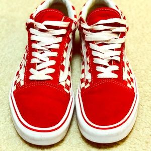 Vans Primary Check Old Skool: Red/White Shoes